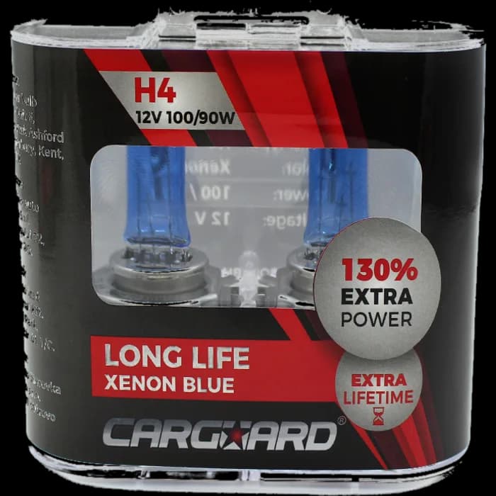 Set de 2 becuri Halogen H4, 100W +130% Intensitate - LONG LIFE - CARGUARD