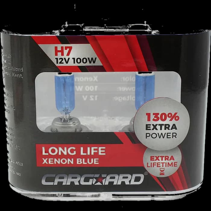 Set de 2 becuri Halogen H7, 100W +130% Intensitate - LONG LIFE - CARGUARD