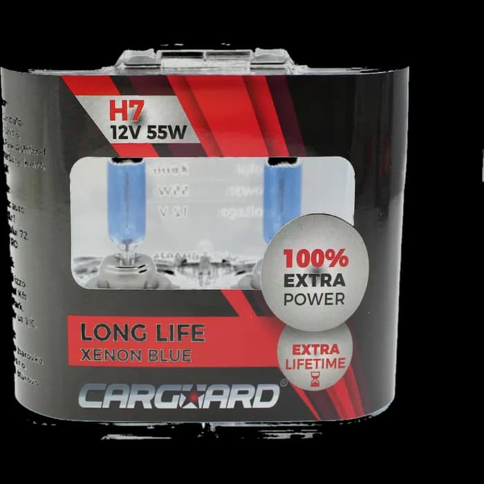 Set de 2 becuri Halogen H7 +100% Intensitate - LONG LIFE - CARGUARD