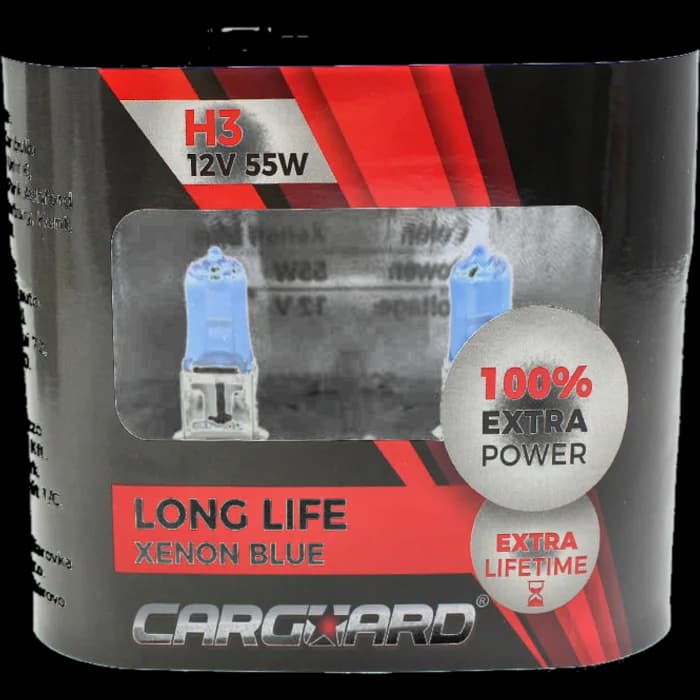Set de 2 becuri Halogen H3 +100% Intensitate - LONG LIFE - CARGUARD