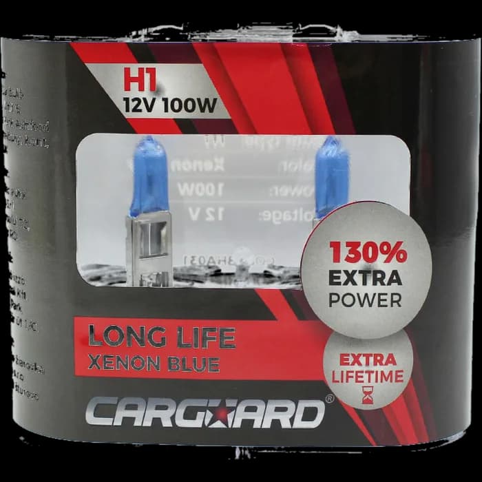 Set de 2 becuri Halogen H1, 100W +130% Intensitate - LONG LIFE - CARGUARD