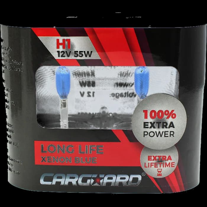 Set de 2 becuri Halogen H1 +100% Intensitate - LONG LIFE - CARGUARD