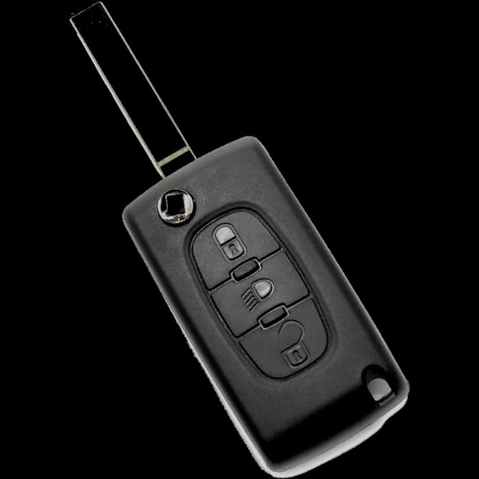 Citroen / Peugeot 307 - Carcasa tip cheie briceag cu 3 butoane, lama VA2-SH3 cu suport baterie