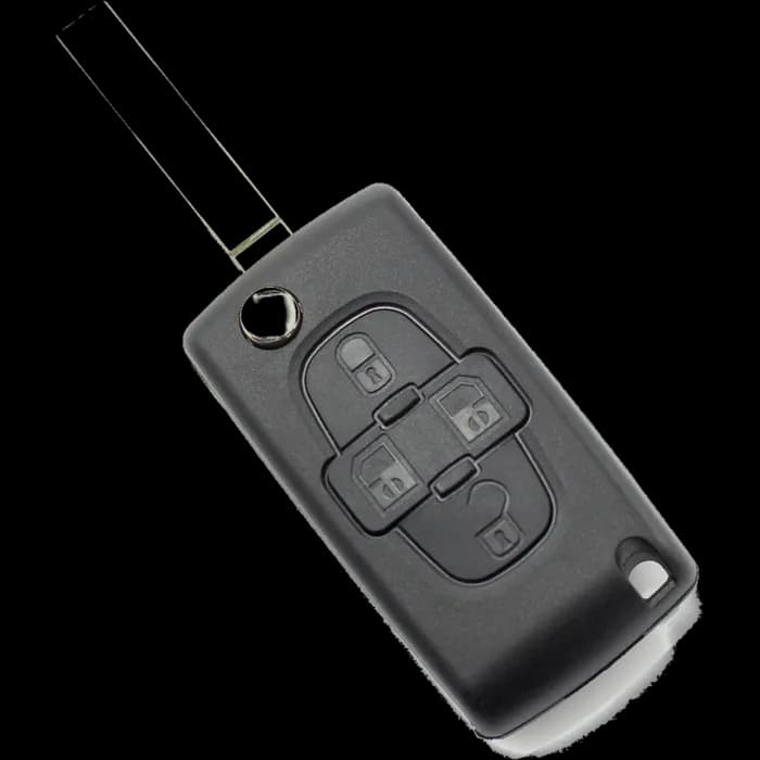 Citroen / Peugeot - Carcasa tip cheie briceag cu 4 butoane si suport baterie, lama tip VA2-SH4