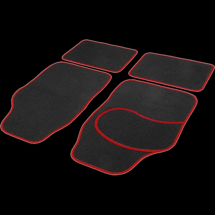 Set covorașe auto textile universale Carguard 64 x 44 cm | 44 x 29 cm - negru - roșu