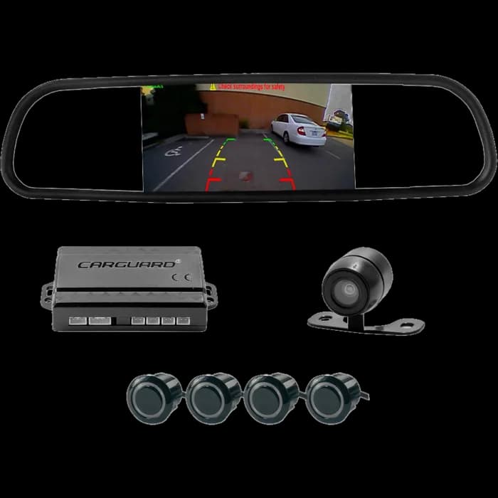 Set senzori de parcare cu camera video și ecran în oglinda retrovizoare - Carguard