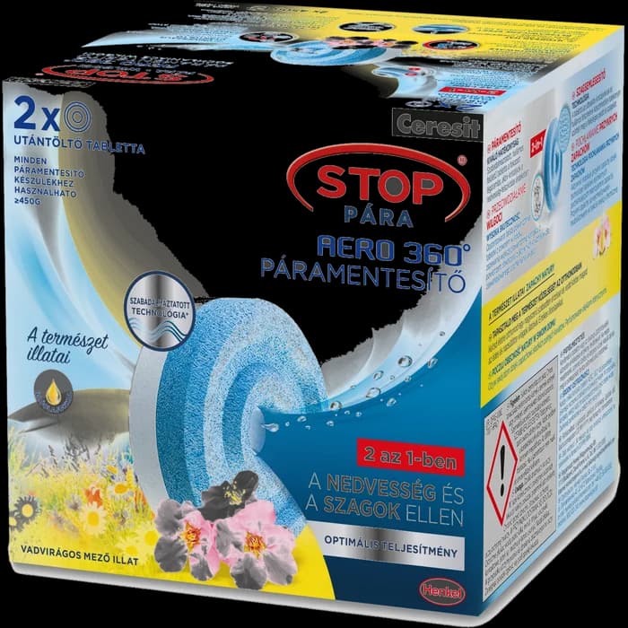 Henkel - Tabletă Ceresit Stop pentru reumplerea aparatului de dezumidificare - aromă „Flori sălbatice” - 2 x 450 g