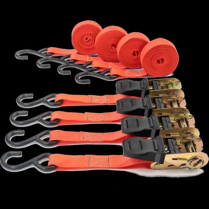 Set 4 chingi cu clichet, rezistent la 680 kg/chingă, TUV/GS – 25 mm × 4.5 m – 680 kg - Carguard - calitate și siguranță garantată!